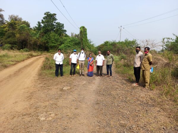 Meeting with Kihim Panchayat Sarpanch, Ms. Seema Thale and committee members for potential land inspection (total 3 locations).